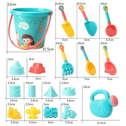 18PCS Beach Toy Set for Kids – Sand Bucket & Outdoor Water Play Tools for Seaside Fun